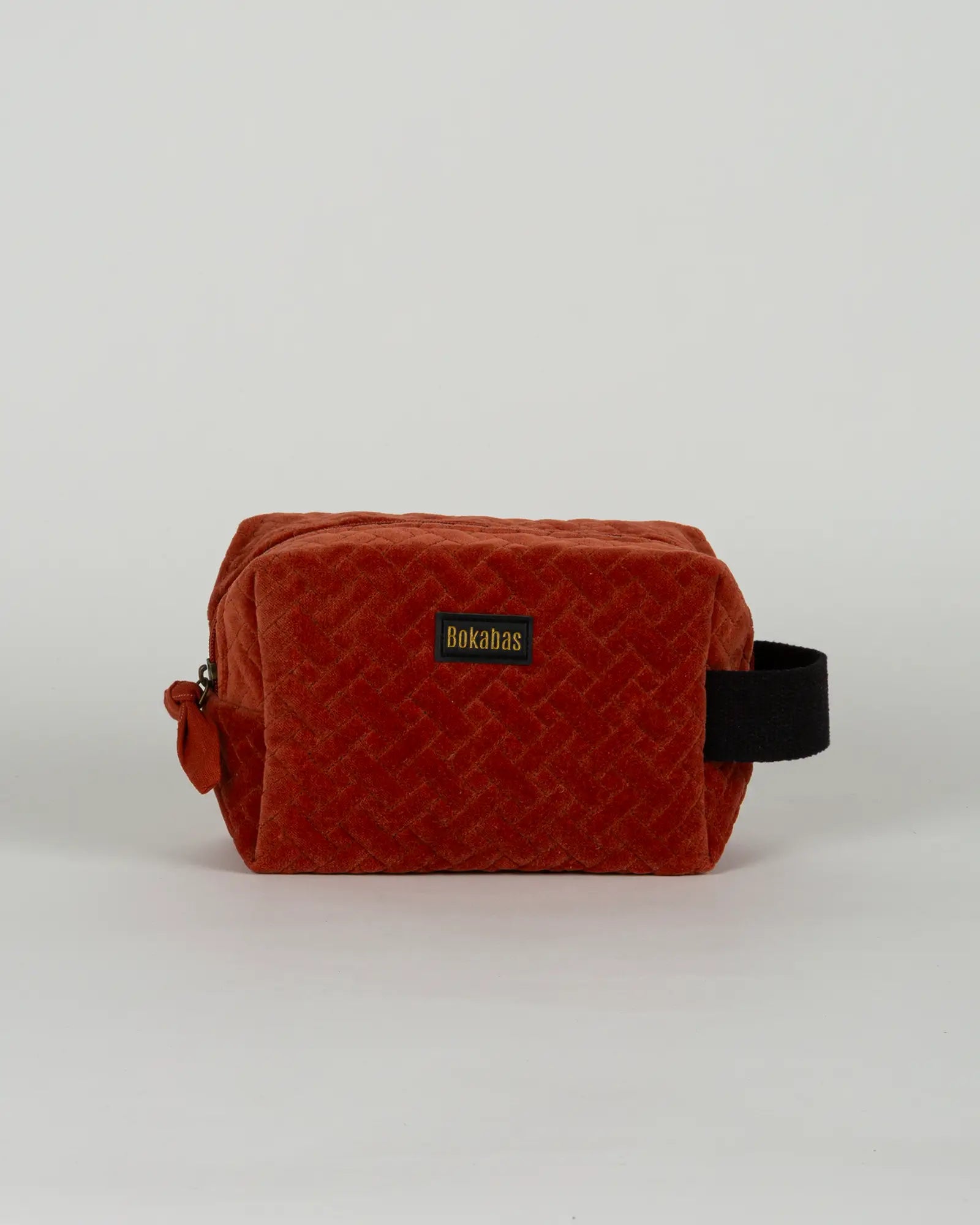 Trousse de toilette en velours côtelé Bokabas, terracotta, vue de face