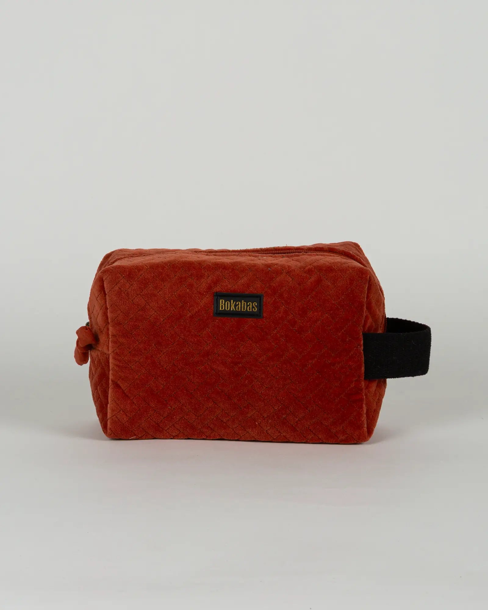 Trousse de toilette en velours côtelé Bokabas, terracotta, vue de face