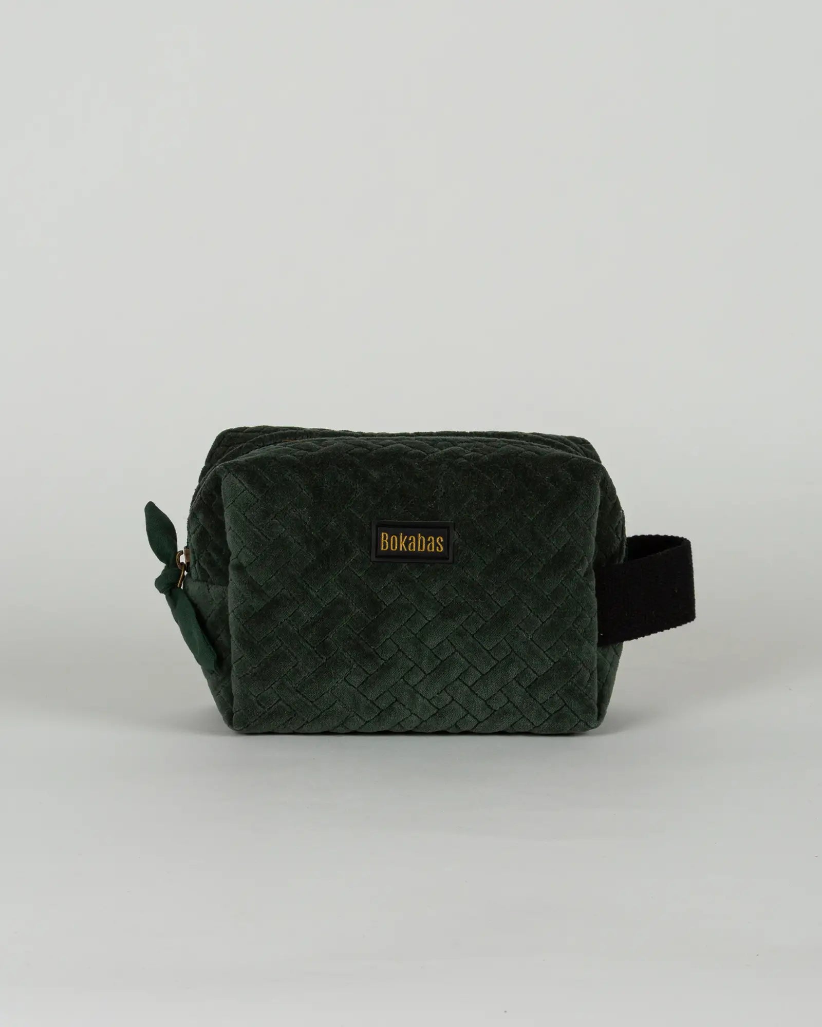 Trousse de toilette en velours côtelé Bokabas, vert kaki, vue de face