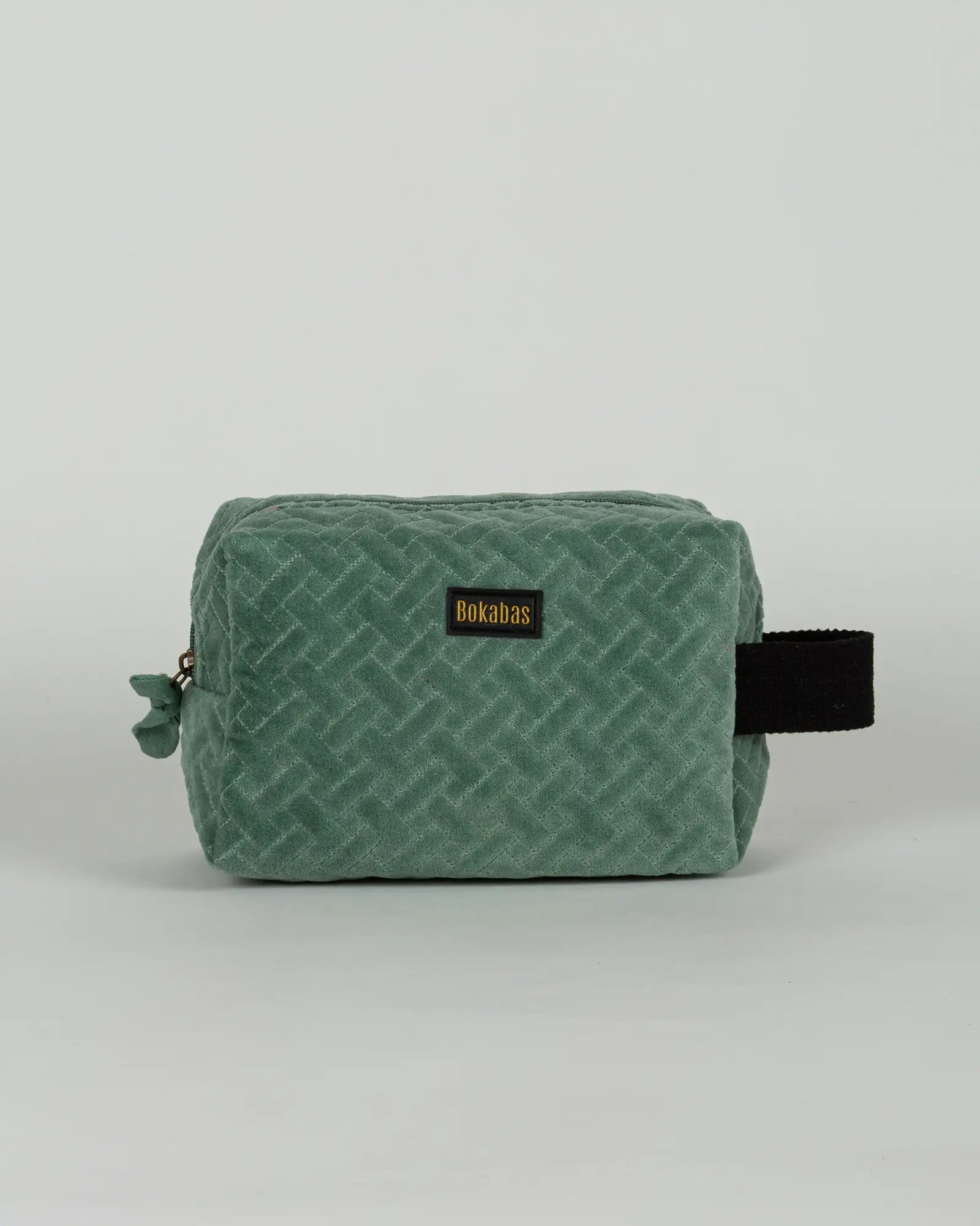 Trousse de toilette en velours côtelé Bokabas, vert sauge, vue de face