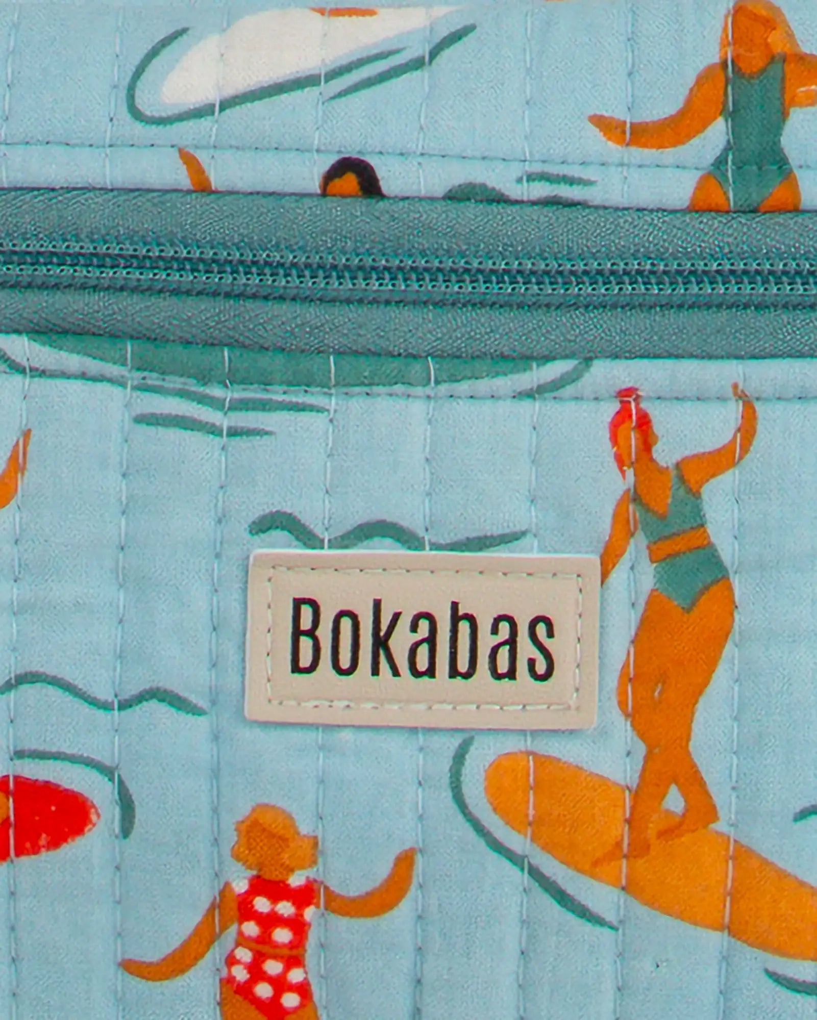 Trousse vanity maquillage matelassée Bokabas, imprimé Surf bleu, zoom sur la matière
