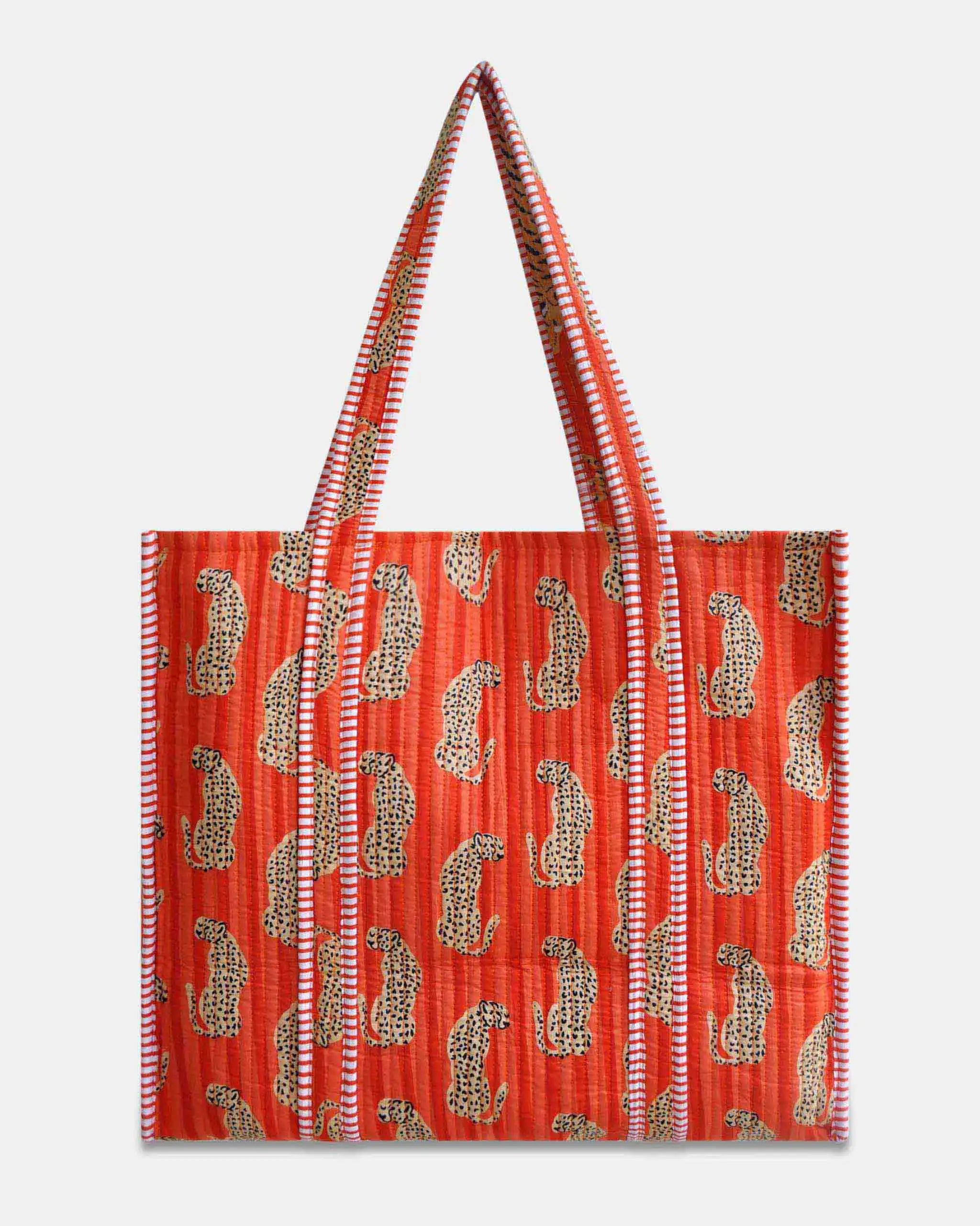Sac cabas réversible en coton matelassé - GUEPARD Orange - Bokabas Sac (Image 1)