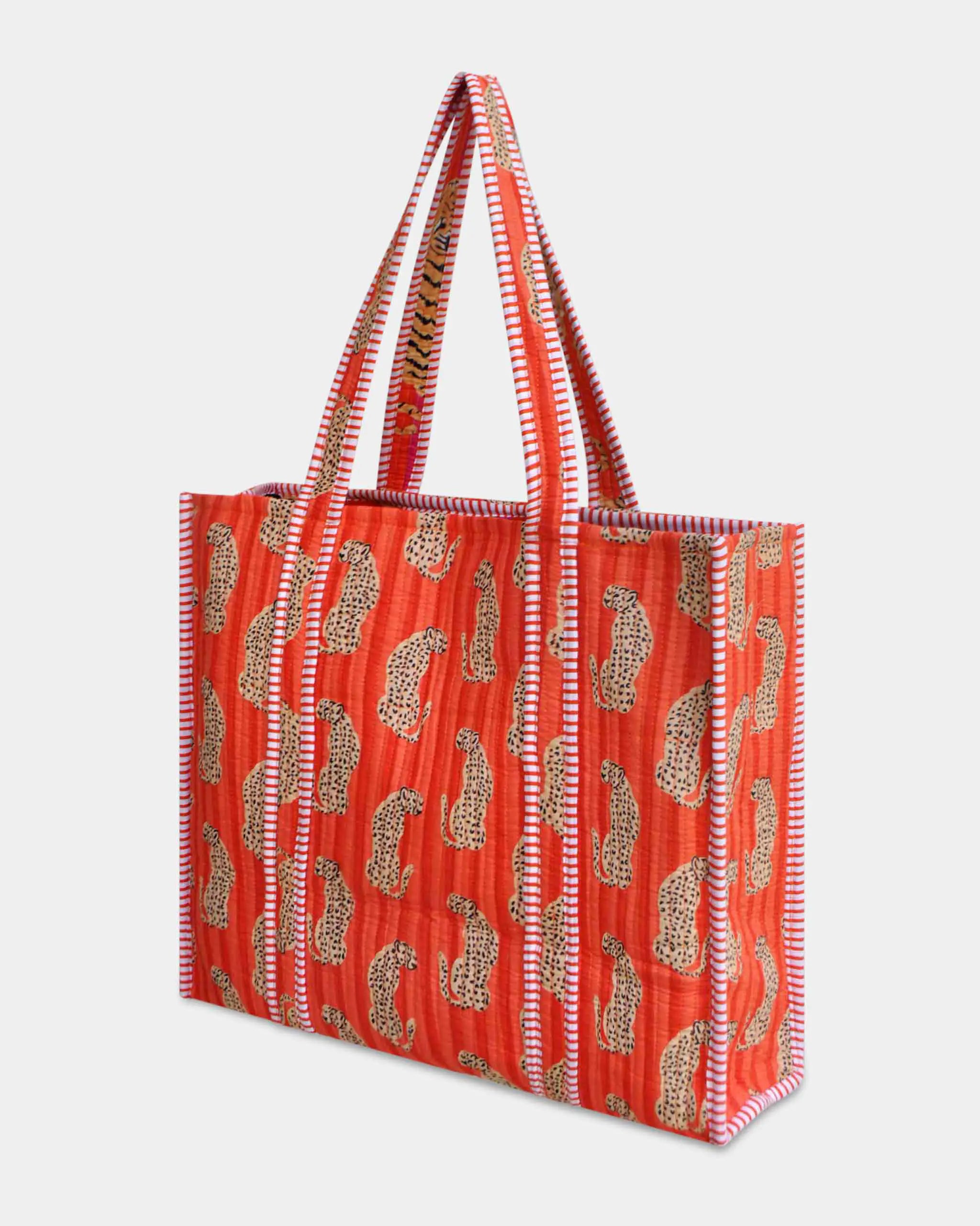 Sac cabas réversible en coton matelassé - GUEPARD Orange - Bokabas Sac (Image 2)