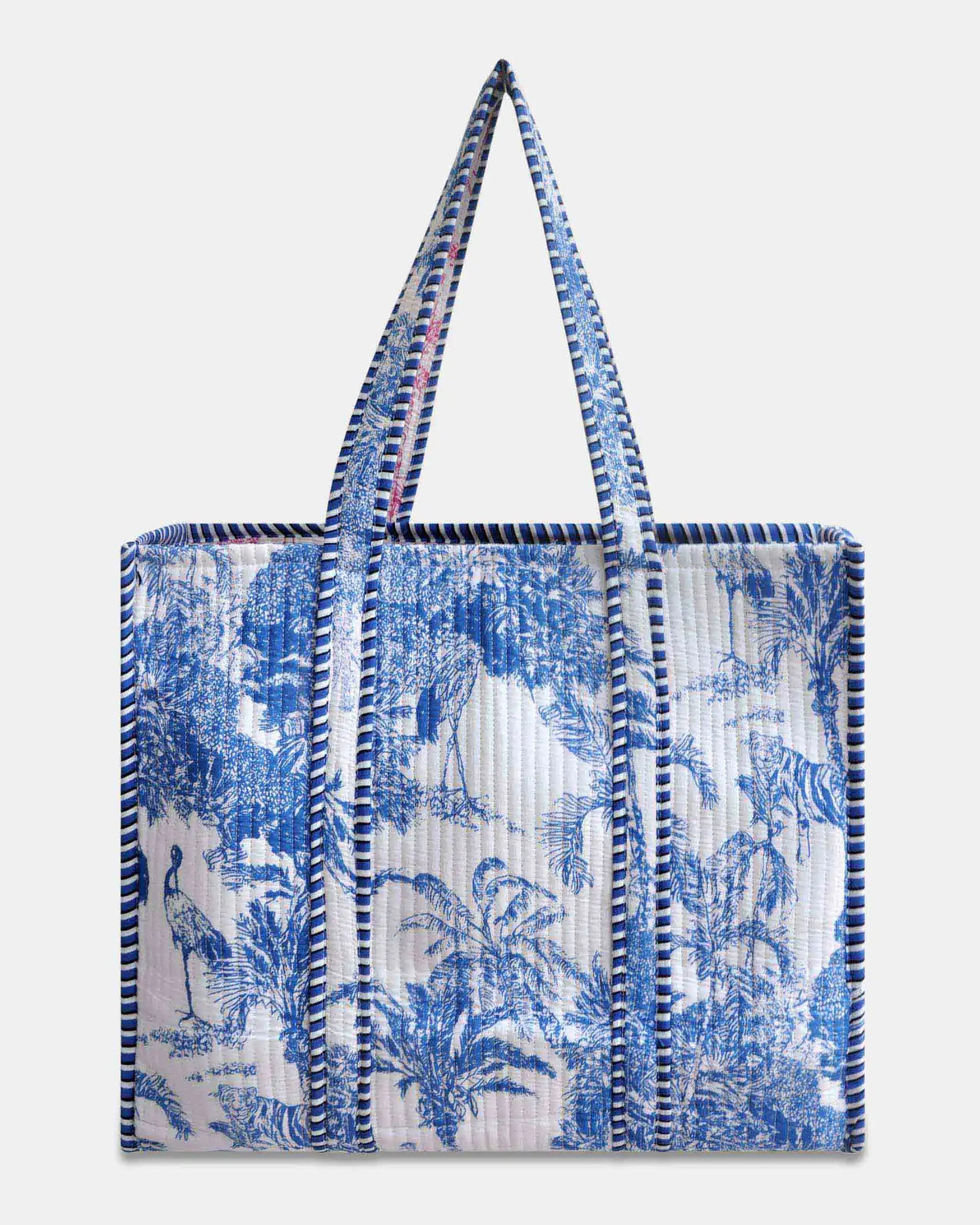 Sac cabas réversible en coton matelassé - JOUY Bleu - Bokabas Sac (Image 1)
