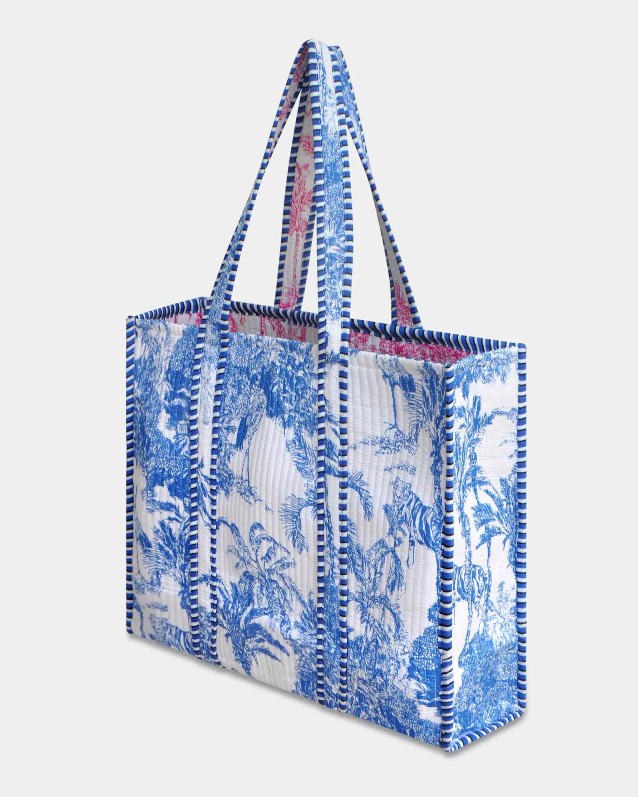 Sac cabas réversible en coton matelassé - JOUY Bleu - Bokabas Sac (Image 2)