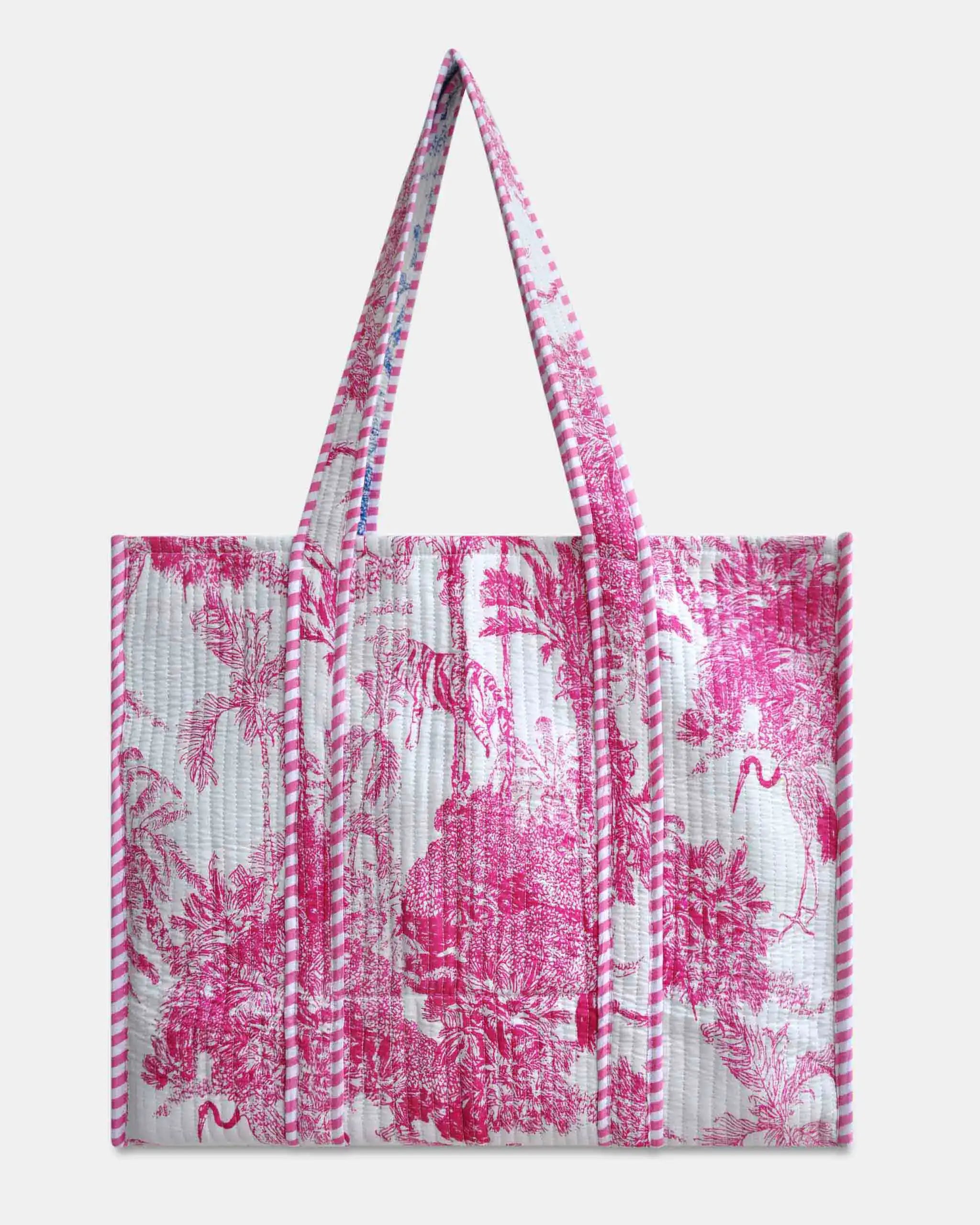 Sac cabas réversible en coton matelassé - JOUY Rose - Bokabas Sac (Image 1)