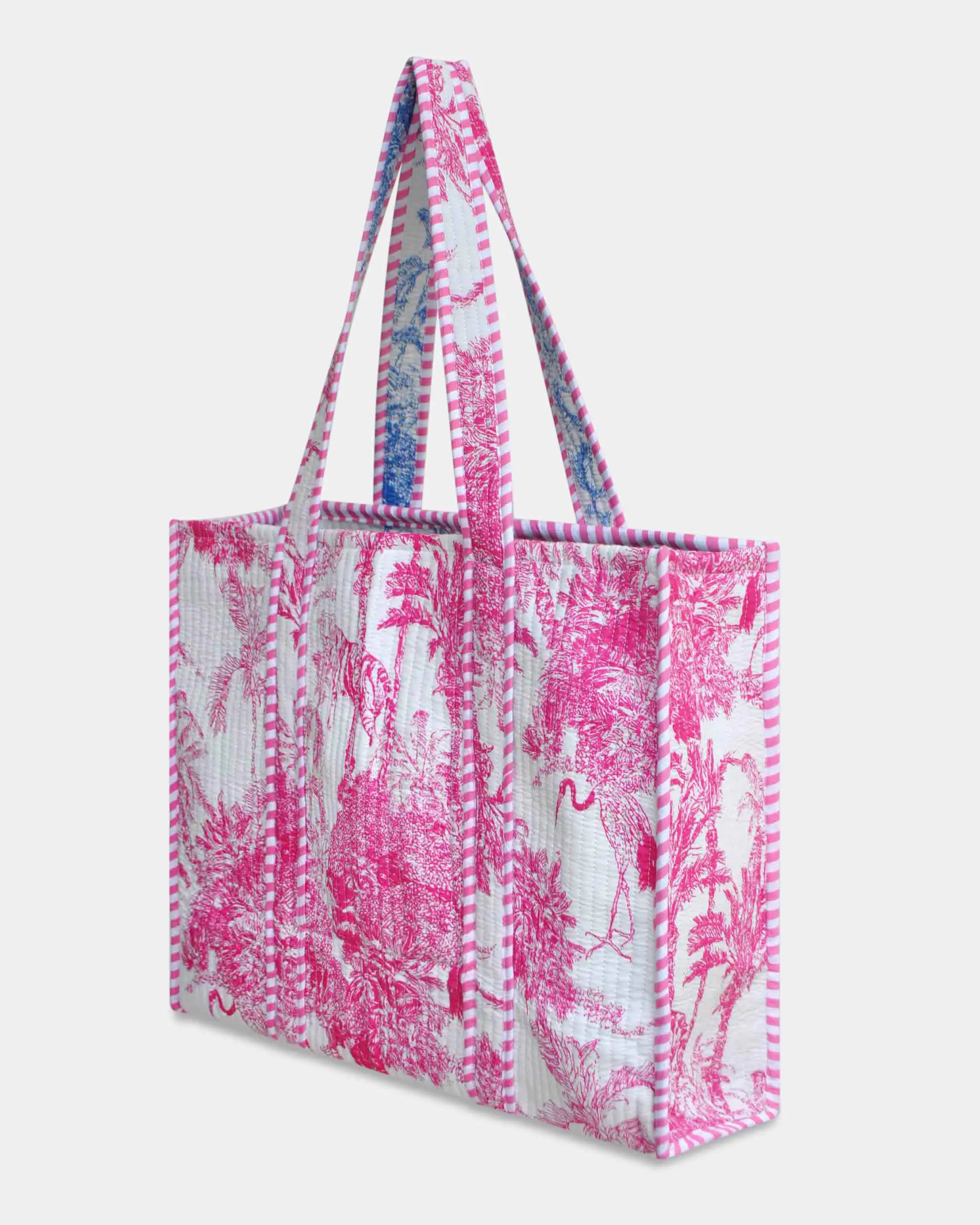 Sac cabas réversible en coton matelassé - JOUY Rose - Bokabas Sac (Image 2)
