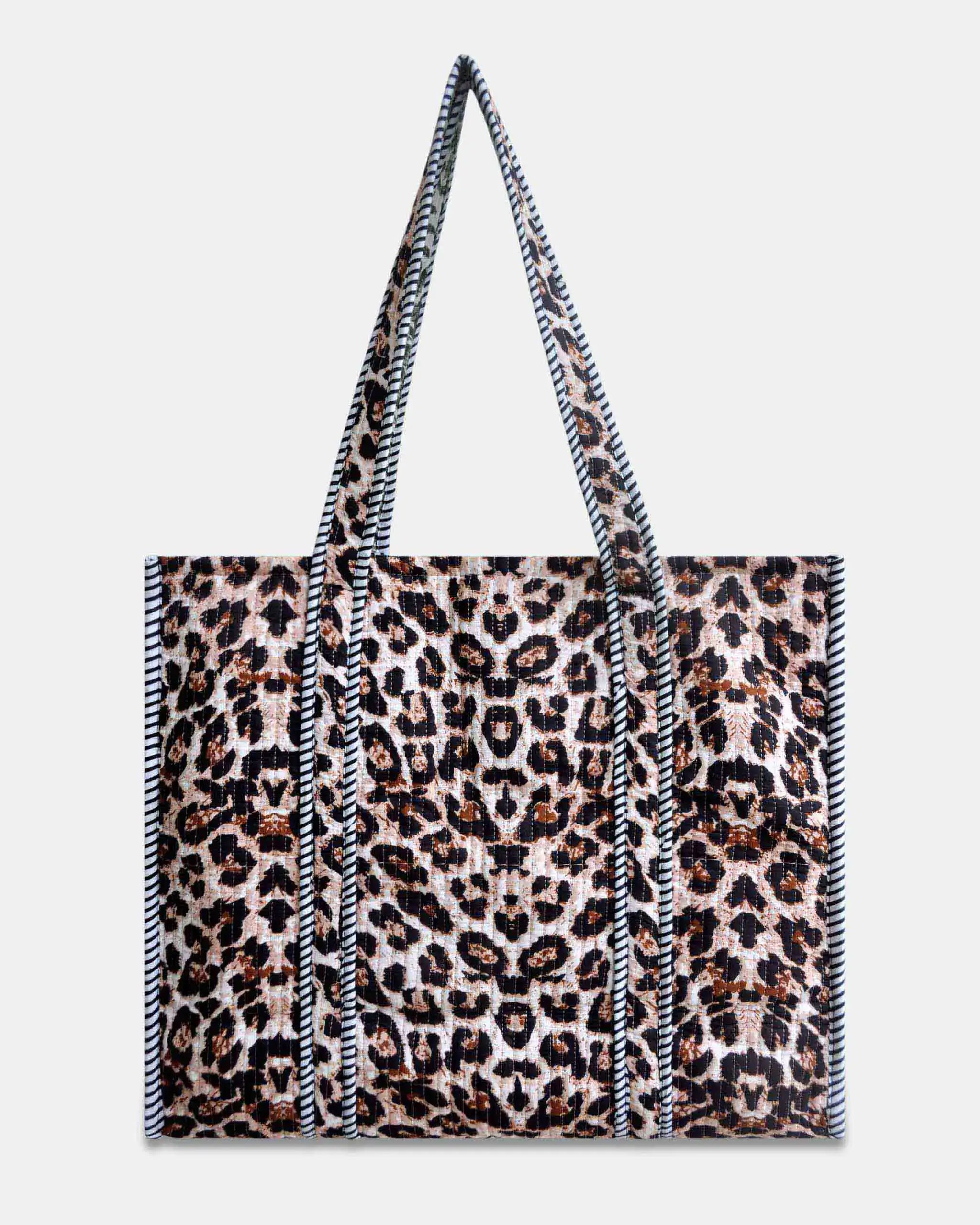Sac cabas réversible en coton matelassé - LEOPARD - Bokabas Sac (Image 1)