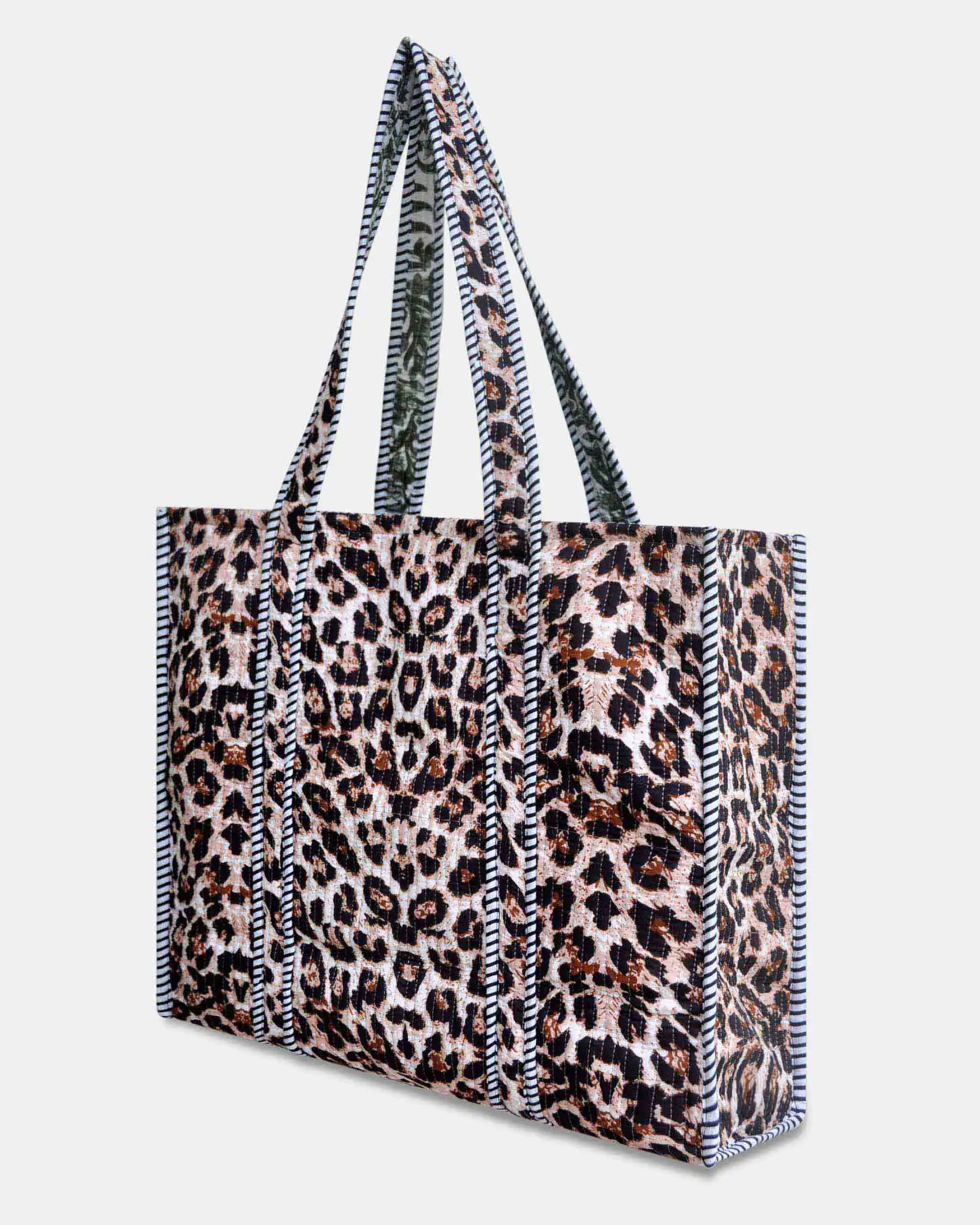 Sac cabas réversible en coton matelassé - LEOPARD - Bokabas Sac (Image 2)