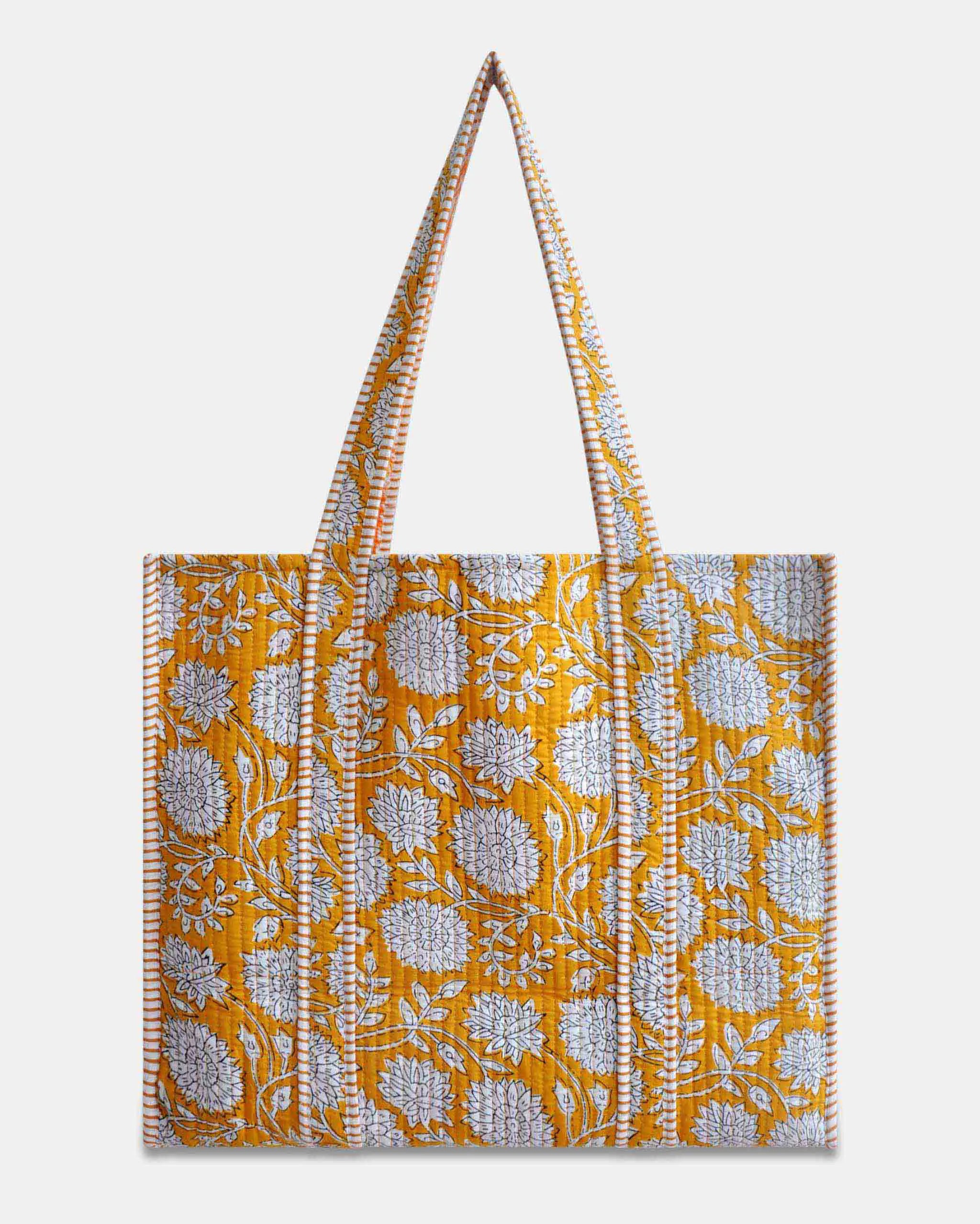 Sac cabas matelassé en coton réversible - PIQUE Jaune - Image 5