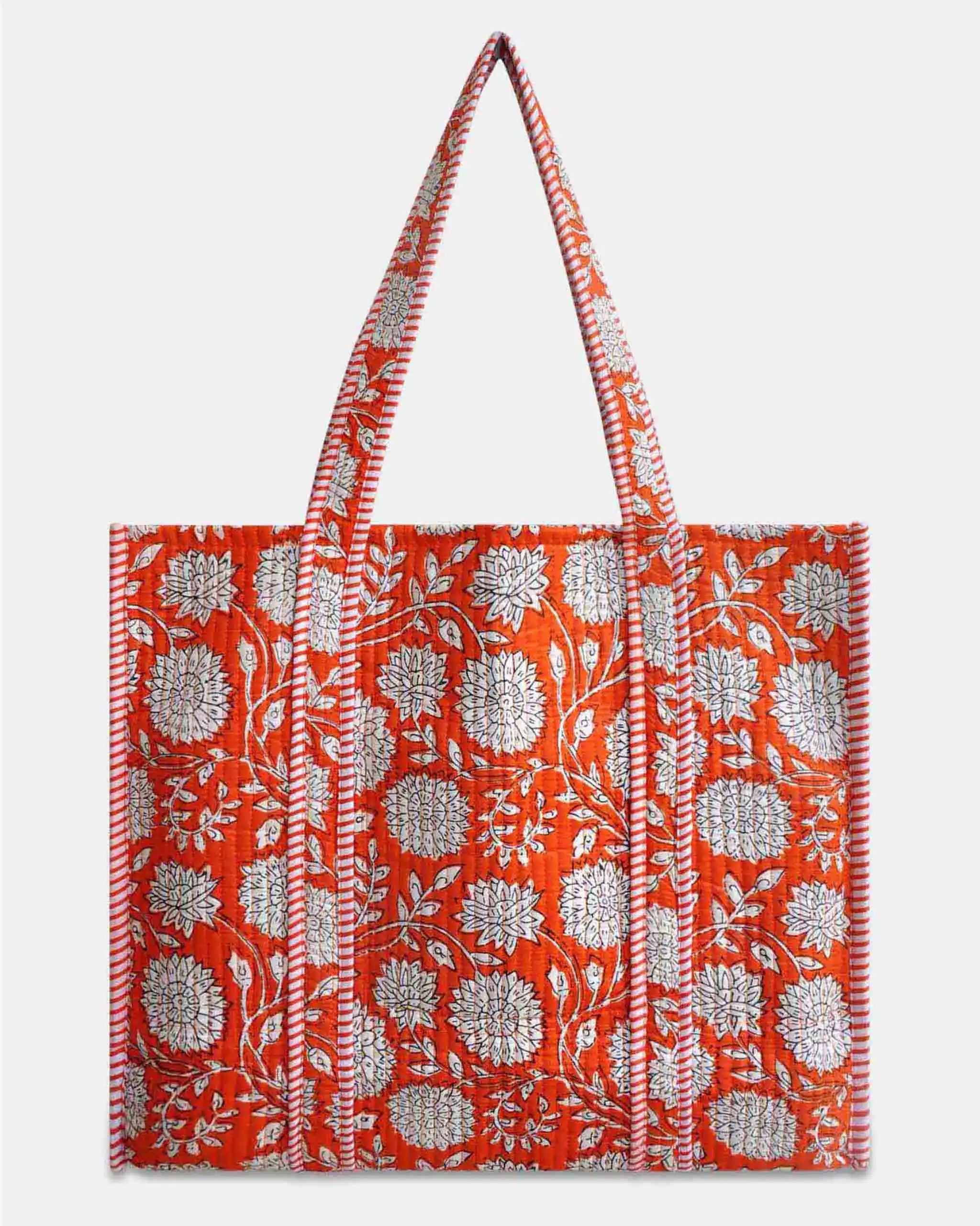 Sac cabas réversible en coton matelassé - PIQUE Orange - Bokabas Sac (Image 1)