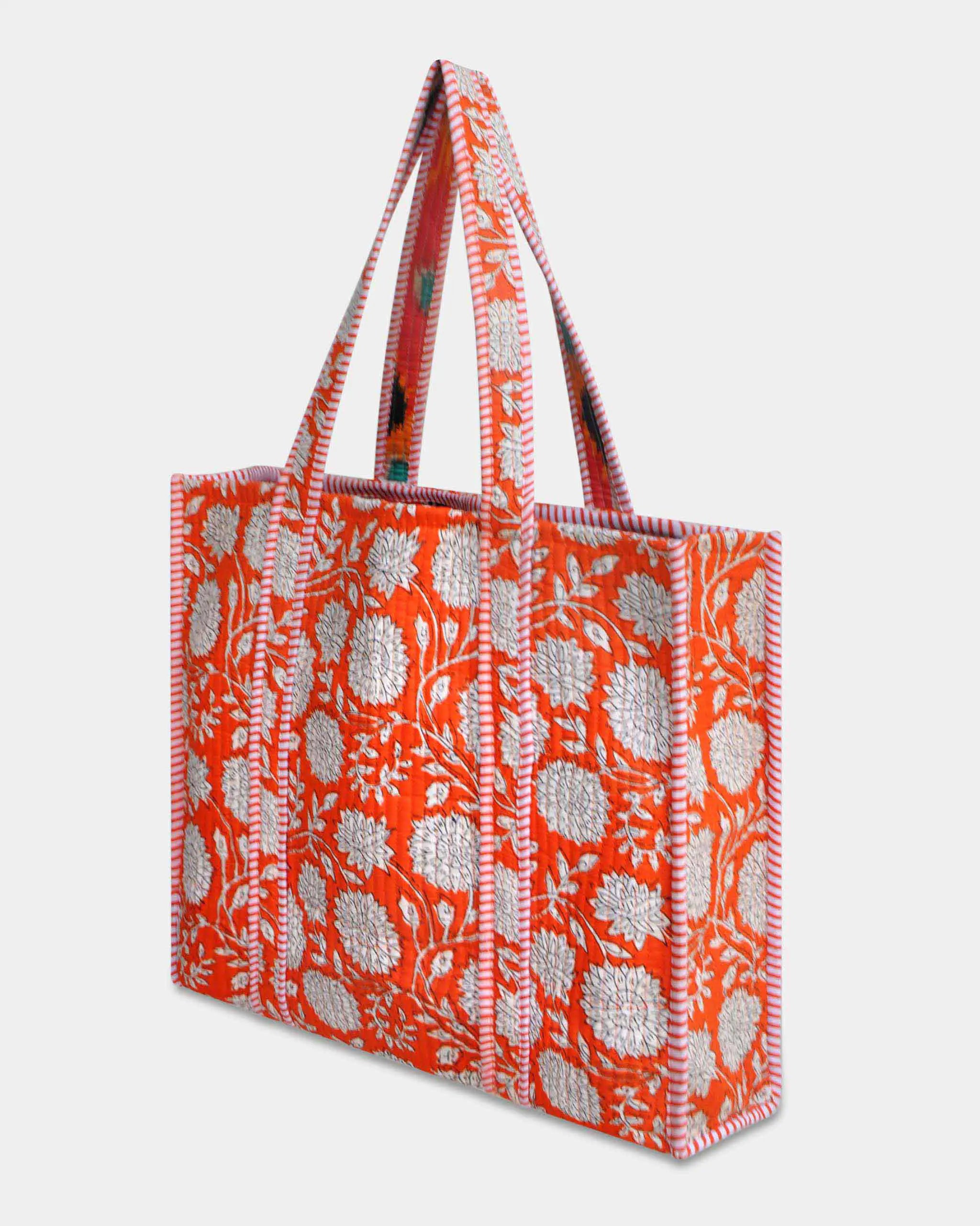 Sac cabas réversible en coton matelassé - PIQUE Orange - Bokabas Sac (Image 2)