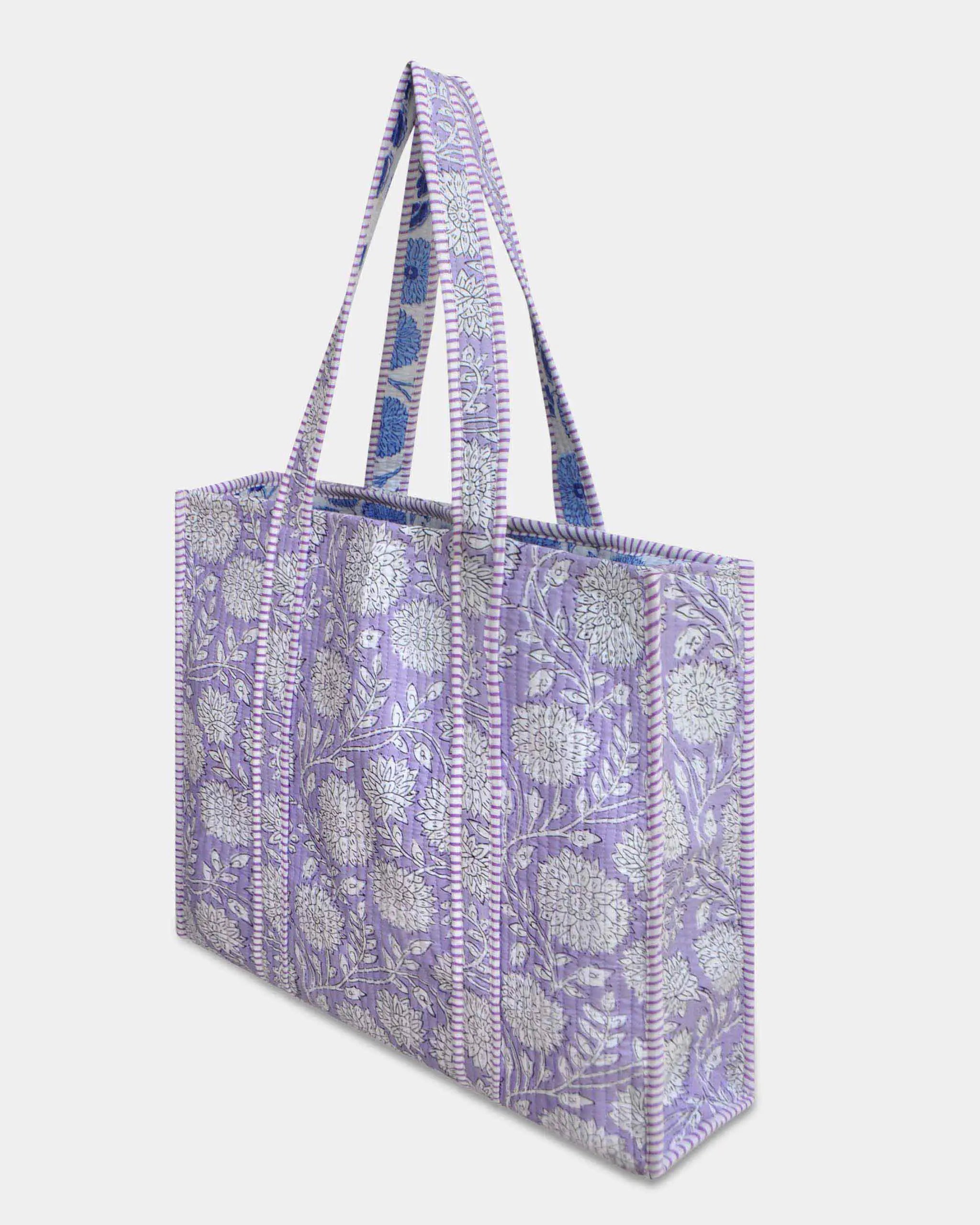 Sac cabas réversible en coton matelassé - PIQUE Violet - Bokabas Sac (Image 2)