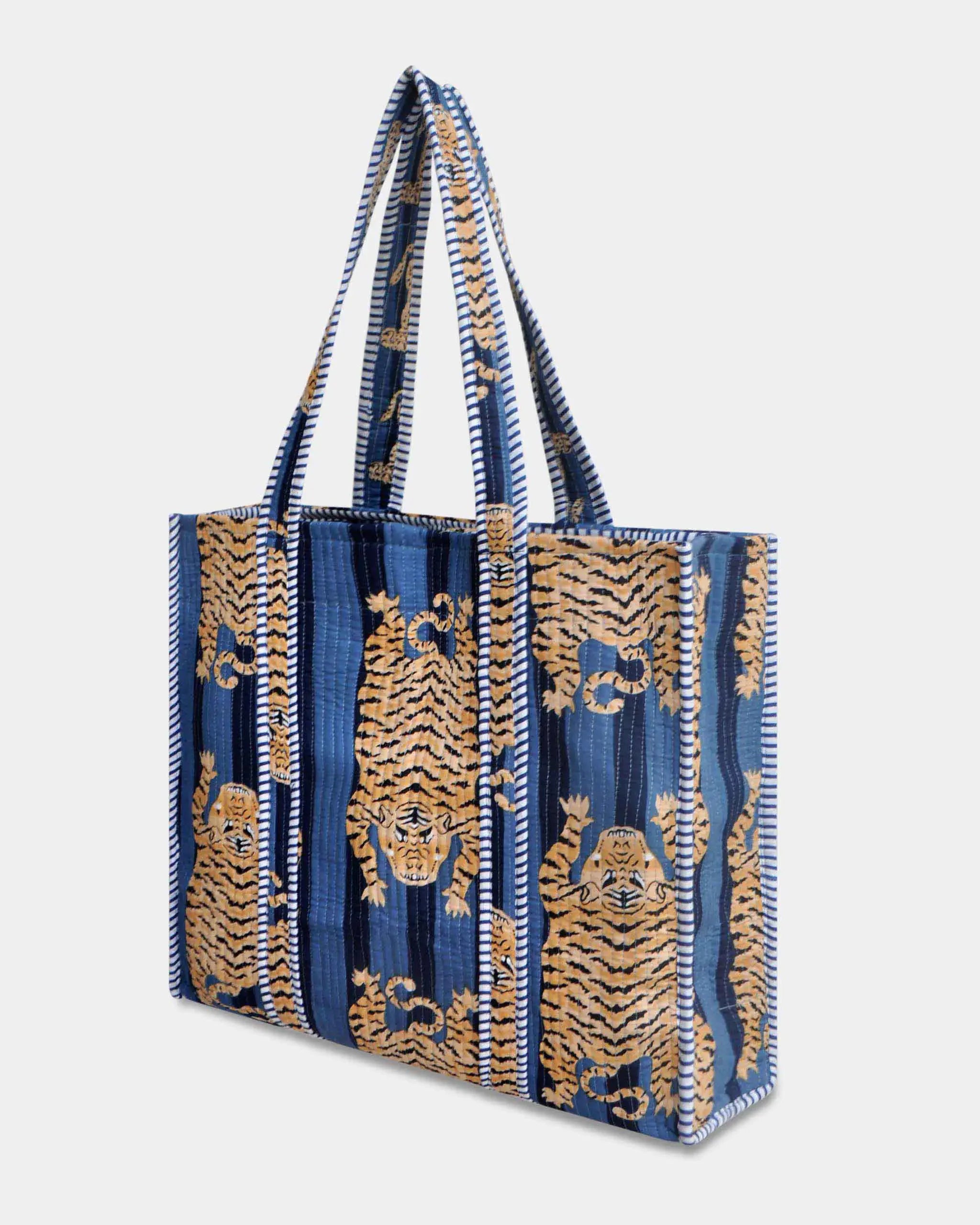 Sac cabas réversible en coton matelassé - TIGRE Bleu - Bokabas Sac (Image 2)