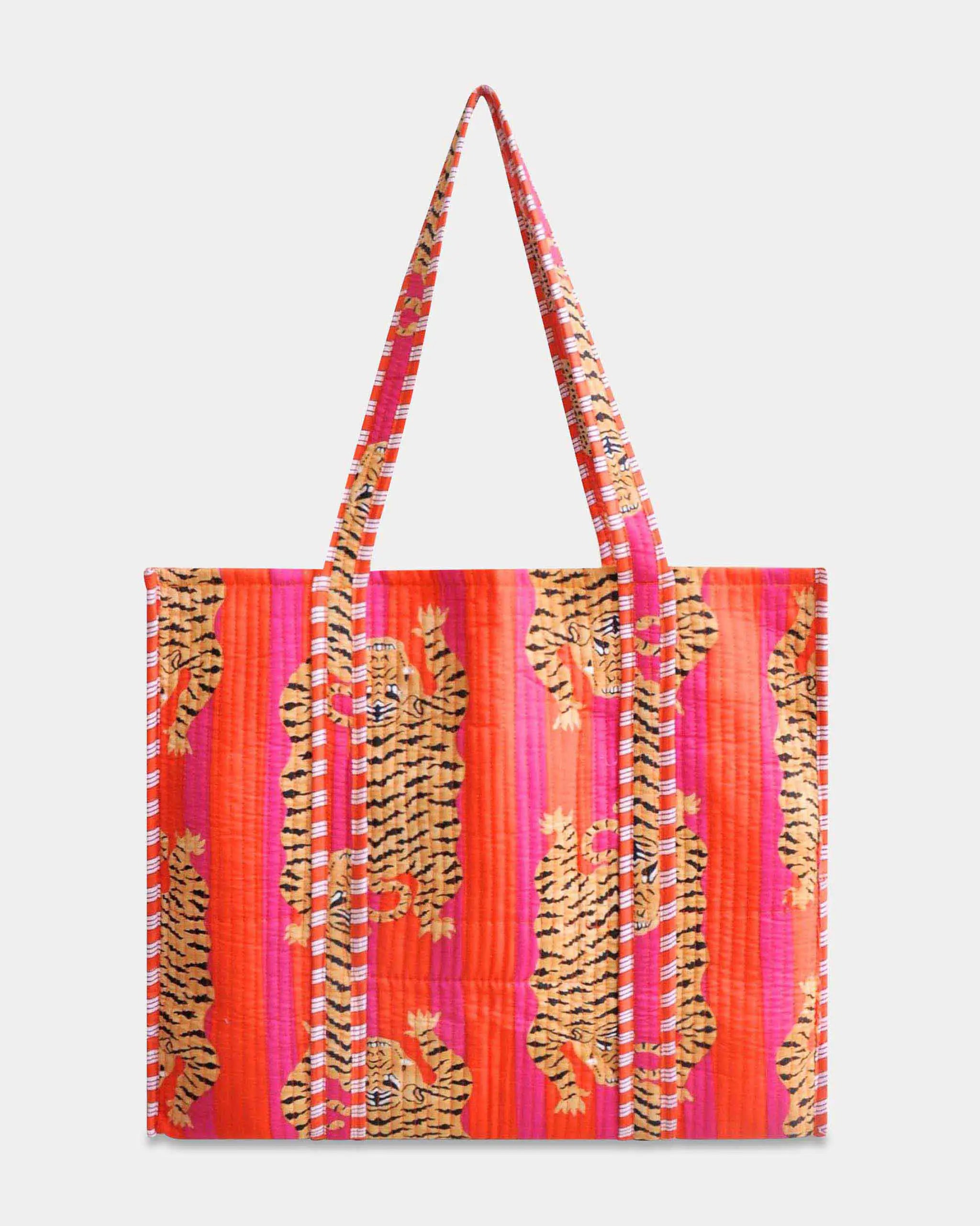 Sac cabas réversible en coton matelassé - TIGRE Orange - Bokabas Sac (Image 1)