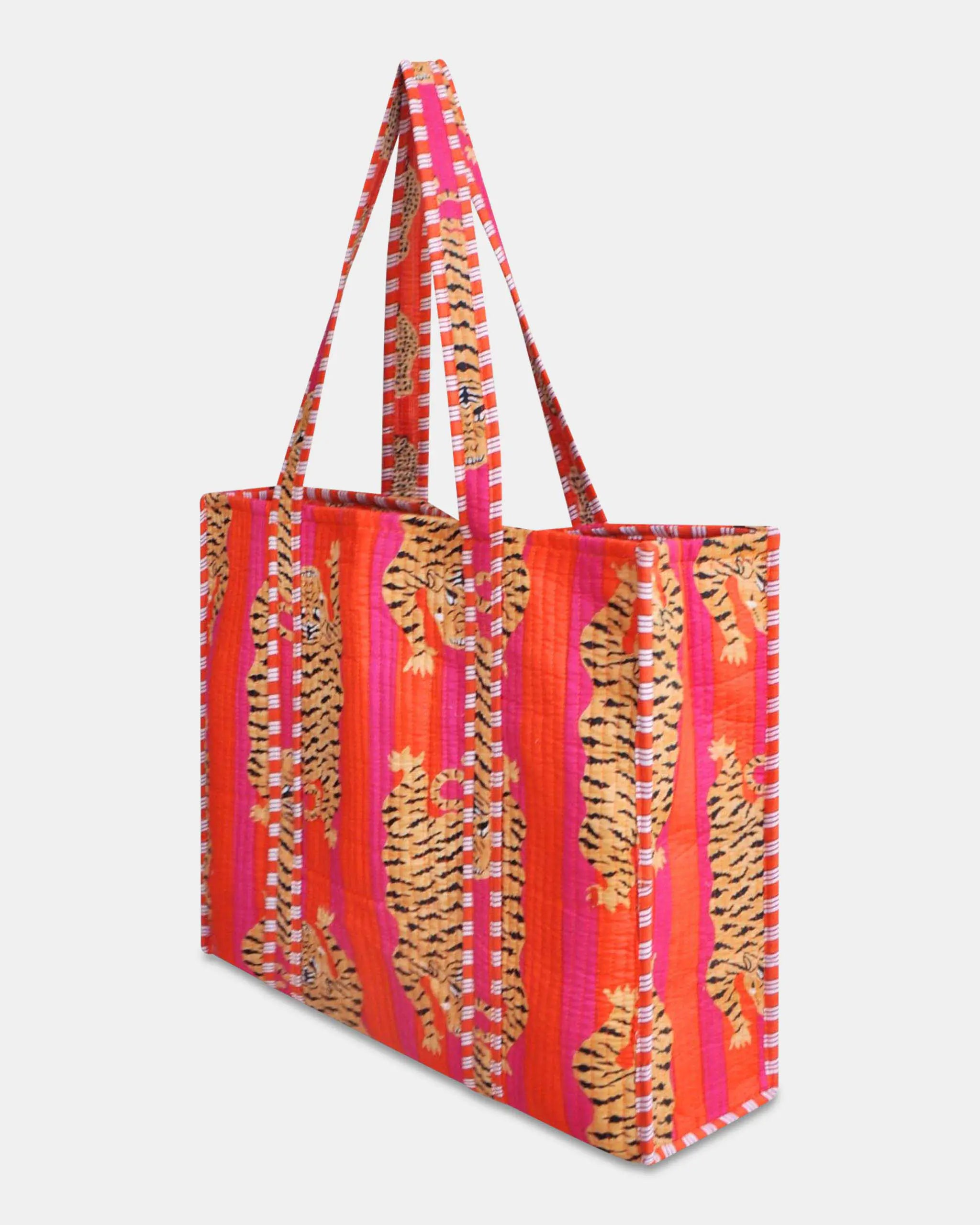 Sac cabas réversible en coton matelassé - TIGRE Orange - Bokabas Sac (Image 2)