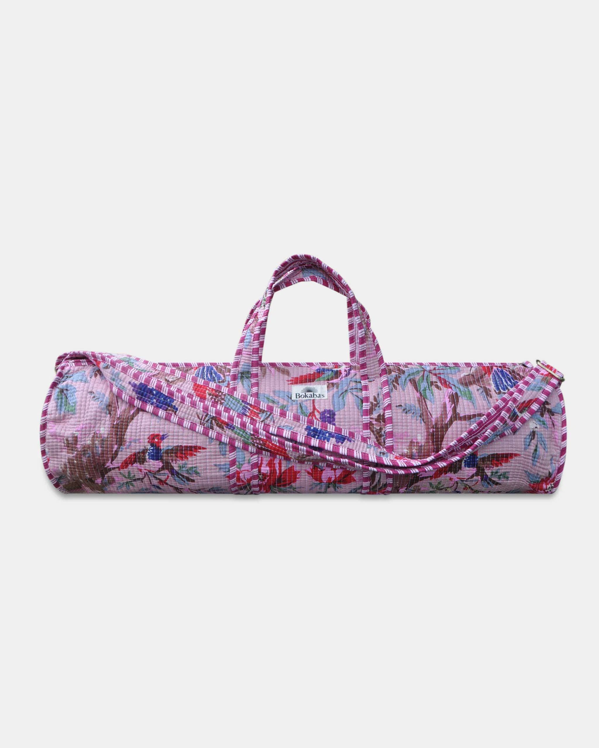 Sac de yoga en coton matelassé - FORÊT Rose - Bokabas Sac de yoga (Image 1)