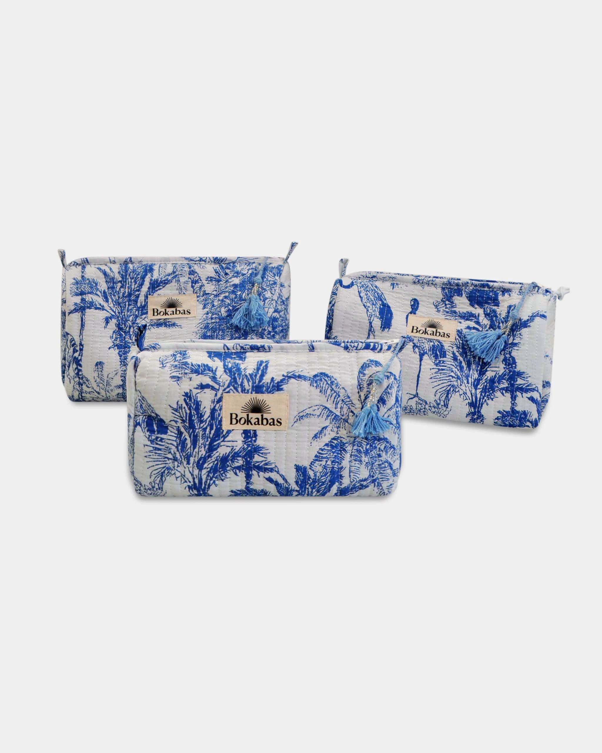 Trousse matelassée - JOUY Bleu - Bokabas Trousse (Image 1)