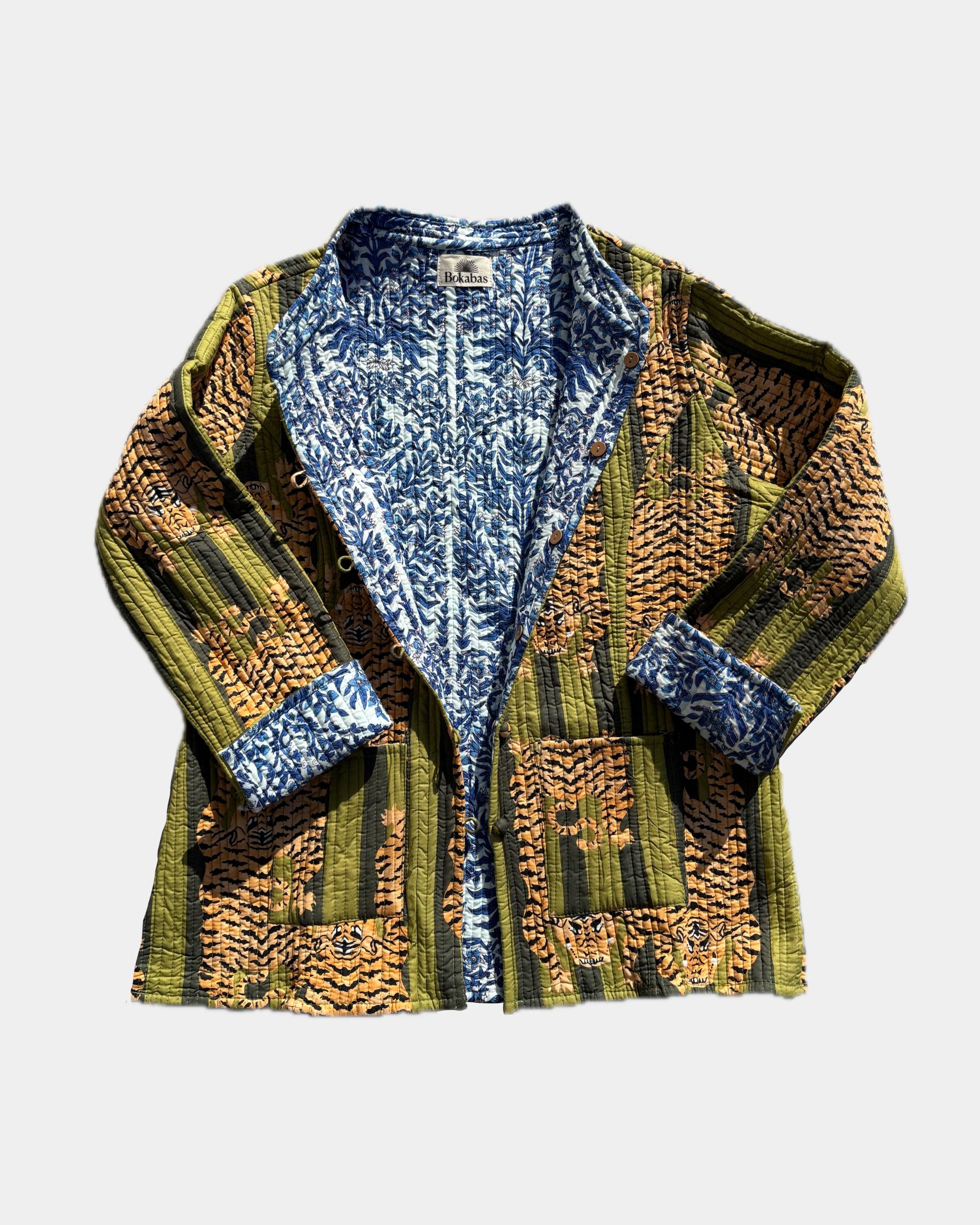 Veste avec manches réversible en coton matelassé - TIGRE Vert - Bokabas Sac (Image 2)