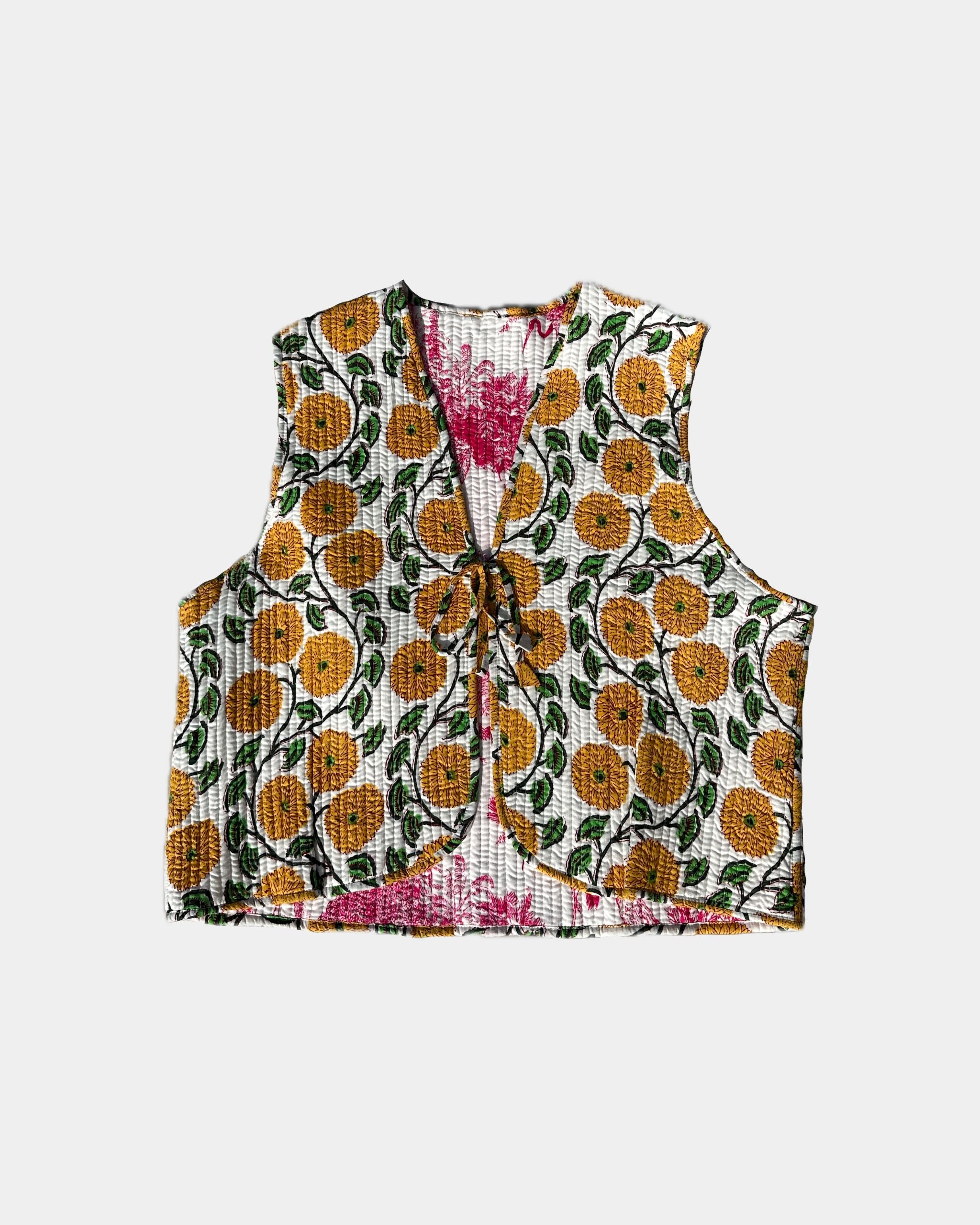 Veste sans manches réversible en coton matelassé - PISSENLIT Blanc - Bokabas Sac (Image 2)